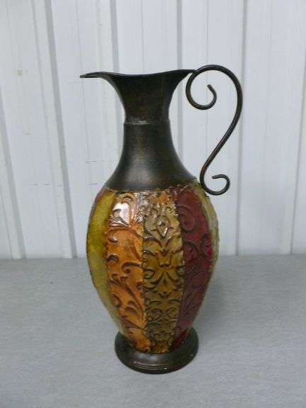 Large Modern Metal Floor Vase - 18.5" H