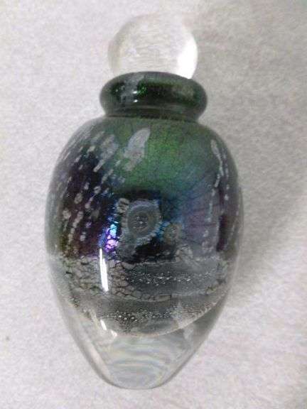 Nice Robert Eicholt Dichroic Purple & Aqua Blue Art Glass Perfume Bottle - Signed