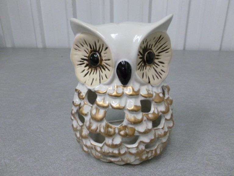 Nice Ceramic Owl Candle Lantern - 7.5" H