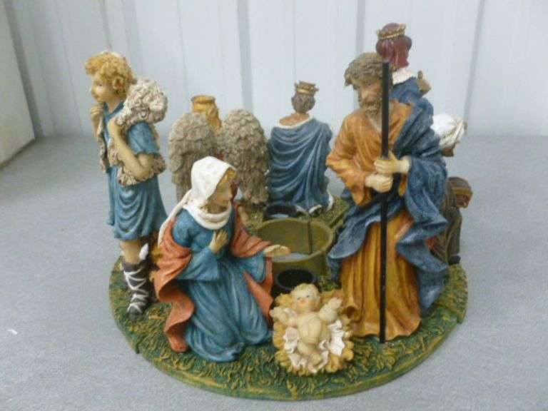 Nice Nativity Advent Candleholder Set - Molded Resin