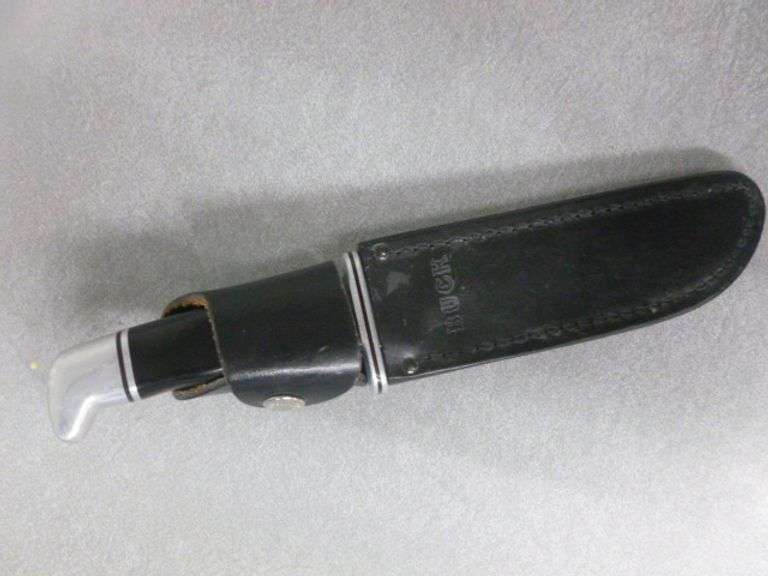 Large Buck USA 119 Stainless Hunting Knife With Leather Sheath - 10.5" L