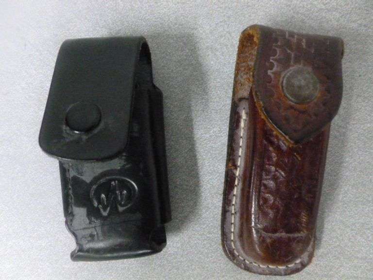 (2) Pocket Knives - Old Timer - Multi Blade / (2) Leather Knife Sheaths