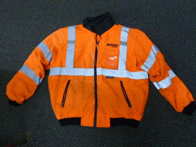 M-Safe Burlington Northern Railway Men's Reflective Work Jacket Size Large