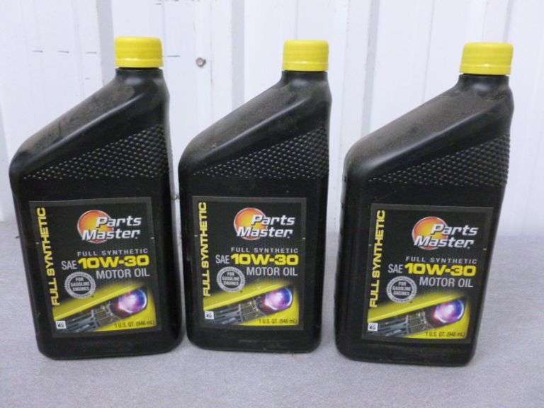 (3) New Parts Master 10W-30 Full Synthetic Motor Oil - 1 Quart