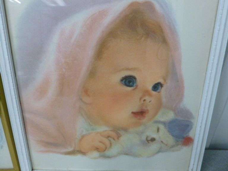 (2) Vintage Charmin / Northern Baby / Girl Framed Pictures