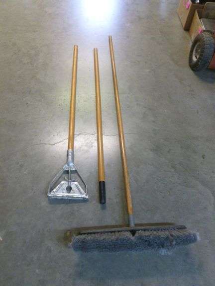 Push Broom - Steel Head Mop Handle / Wooden Shovel Handle