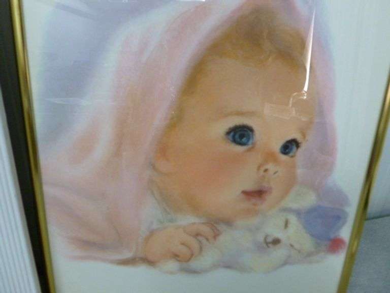 (3) Vintage Charmin / Northern Baby / Girl Framed Pictures