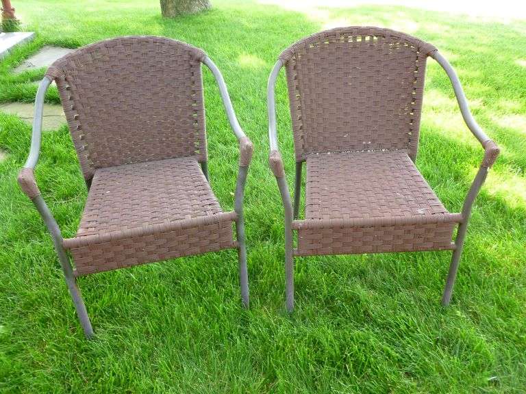 (2) Metal Framed Patio Chairs