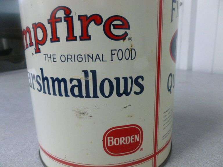 Vintage Campfire Marshmallow Metal Container With Lid - 8.5" H