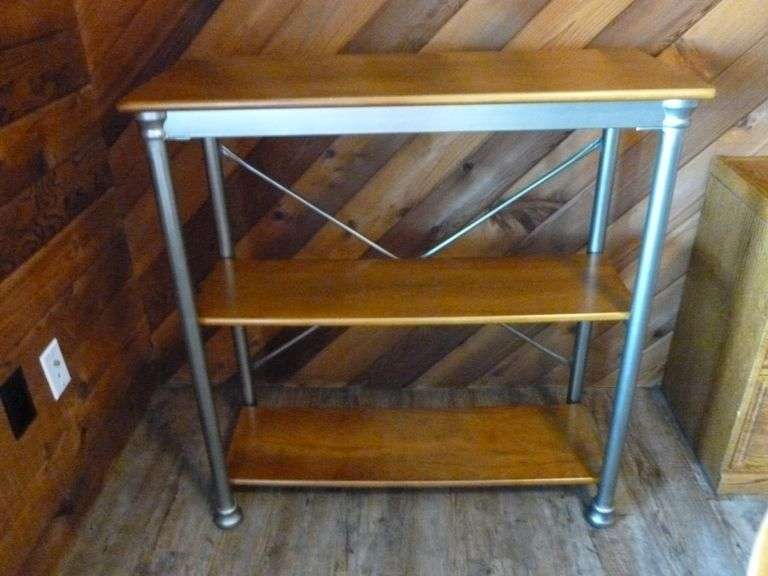 Nice Solid Wood / Metal Framed Display Shelf