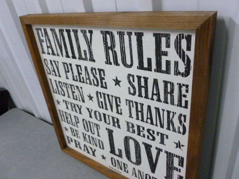 Family Rules Wooden Sign