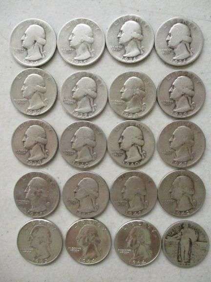 19 - Washington Silver Quarters & 1 - 1926 Standing Liberty Quarter