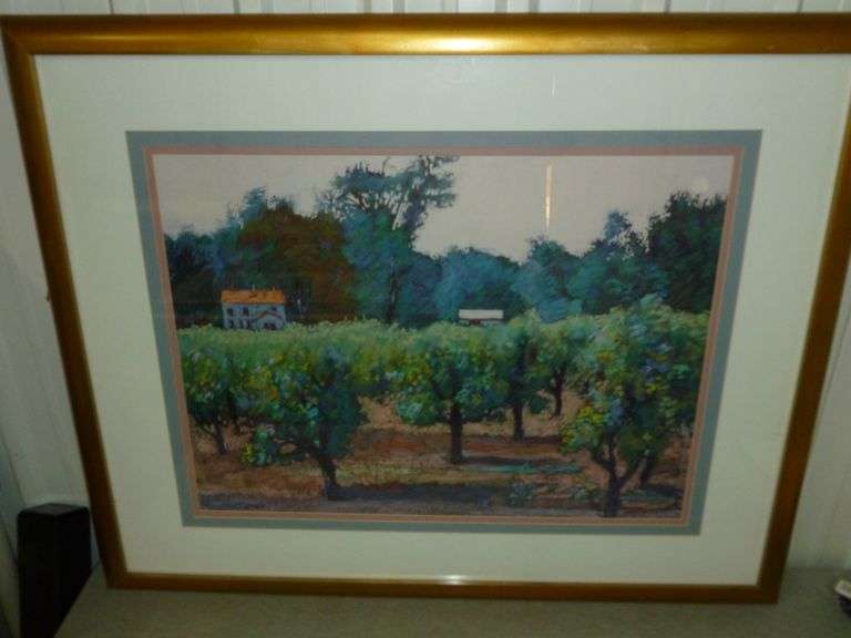 Large M. Silverwood " Country Scene " Framed & Matted Print