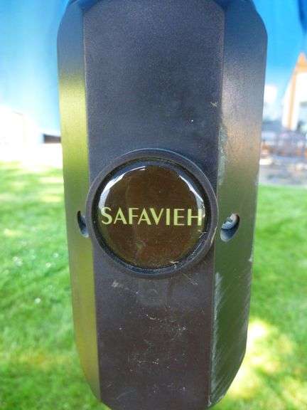 Nice Granite Patio Umbrella Base / With Safaview Blue Umbrella