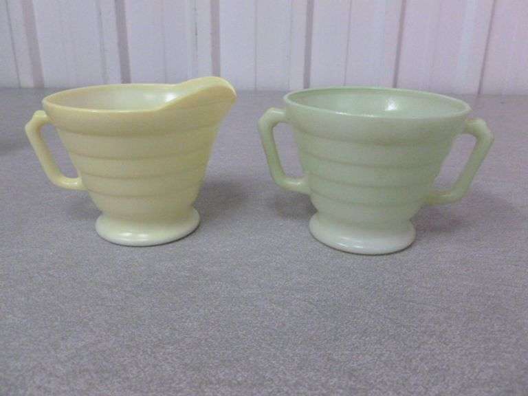 Vintage Frosted Glass Cream & Sugar