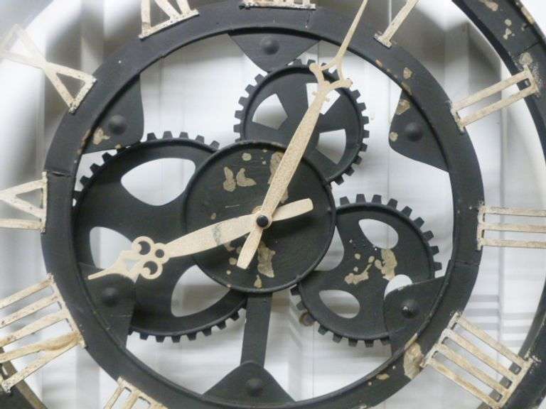 Gear Themed Battery Operated Metal Wall Clock - 17" Diameter