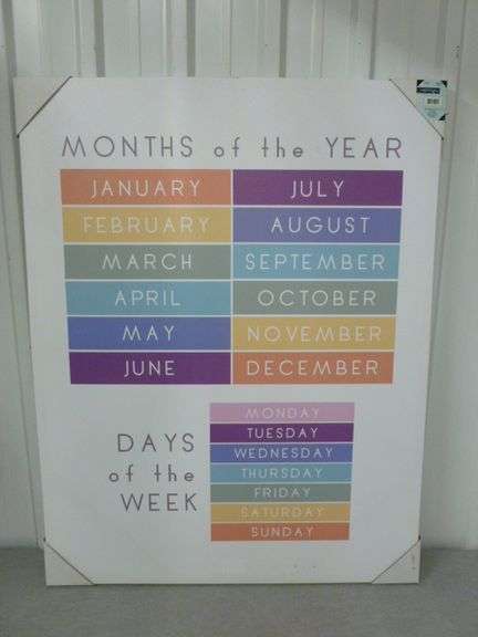 Large New - Months Of The Year Canvas Sign - 28" x 36.5"