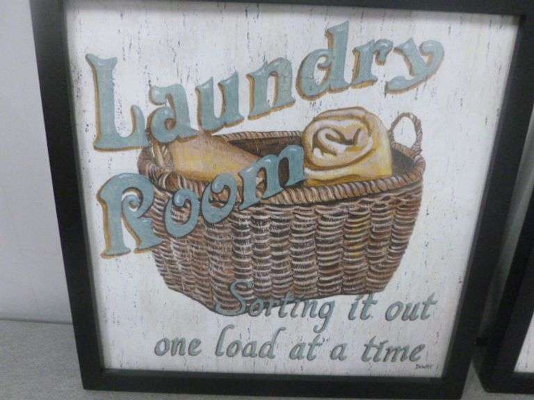 (2) DeWitt ' Laundry Room Themed ' Framed & Matted Signs