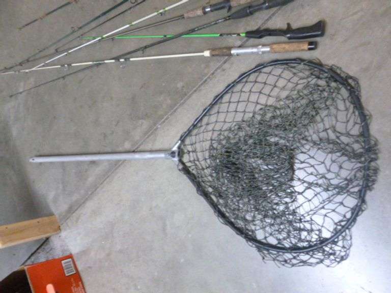 Group Of (8) Fishing Rods - Large Head Landing Net