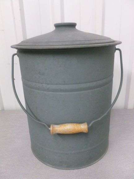 Decorative Steel Pail With Lid - 11" Diameter x 19" H