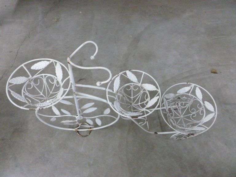 Bike Themed Rod Iron / Metal Planter Stand - 10" x 30" x 23" H