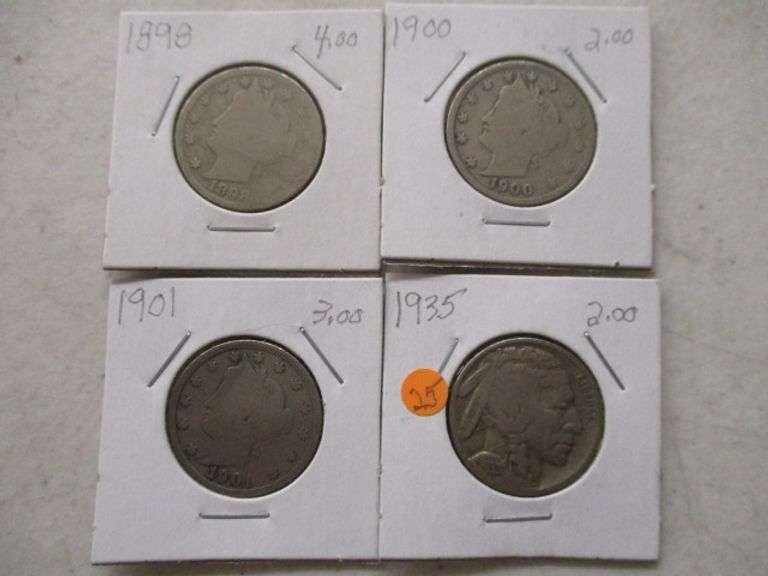 1898, 1900 & 1901 Liberty "V" and 1935 Buffalo Nickels