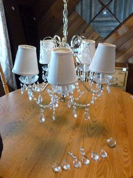 Beautiful Crystal Chandelier Style Hard Wired Light - 36" L