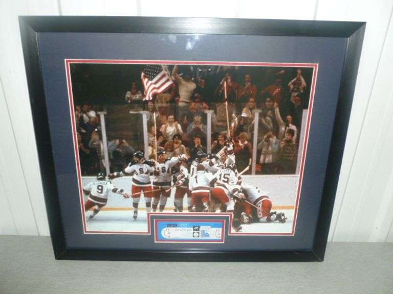 Collectible ' 1980 Miracle On Ice ' US vs Russia Olympic Hockey With Original Ticket Stub