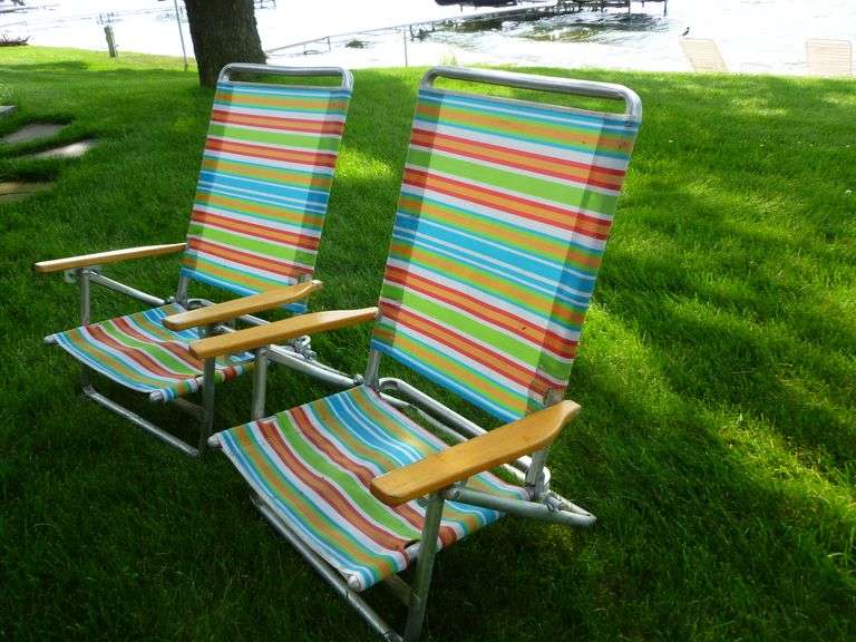 (2) Aluminum Framed Beach Chairs
