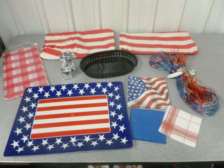 Group Of Patriotic Themed Picnic Items - Party Lights