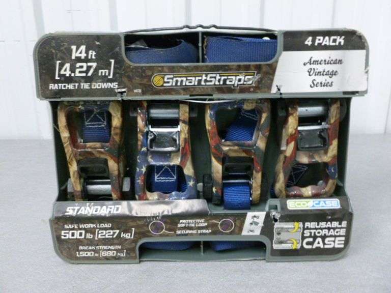 New Smart Strap (4) Pack Of American Vintage Series 1" Ratchet Straps