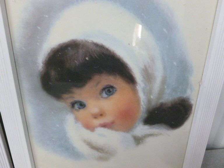 (2) Vintage Charmin / Northern Baby / Girl Framed Pictures