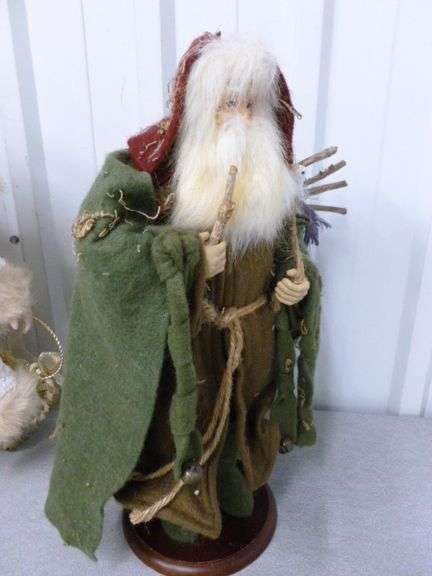 (2) Large Santa Mantle Decorations - 16" - 17" H