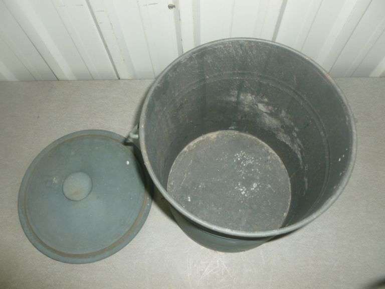 Decorative Steel Pail With Lid - 11" Diameter x 19" H