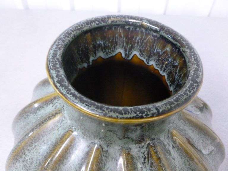 Nice Glazed Ceramic Vase - 9" Diameter x 9.5" H