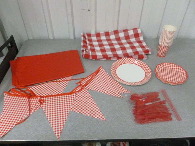 Large Group Of Picnic Items - Table Coverings