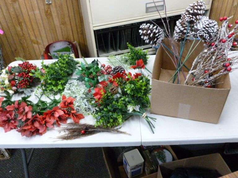 Group Of Nice Christmas Themed Artificial Plants / Decor Items - Related Items
