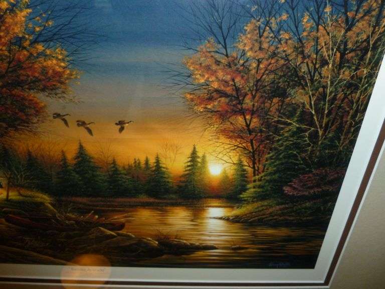 Beautiful Terry Redlin " Evening Solitude "Framed & Matted Print 21.5" x 28"