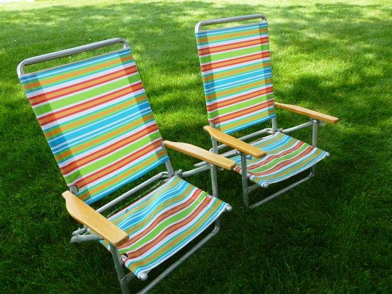 (2) Aluminum Framed Beach Chairs
