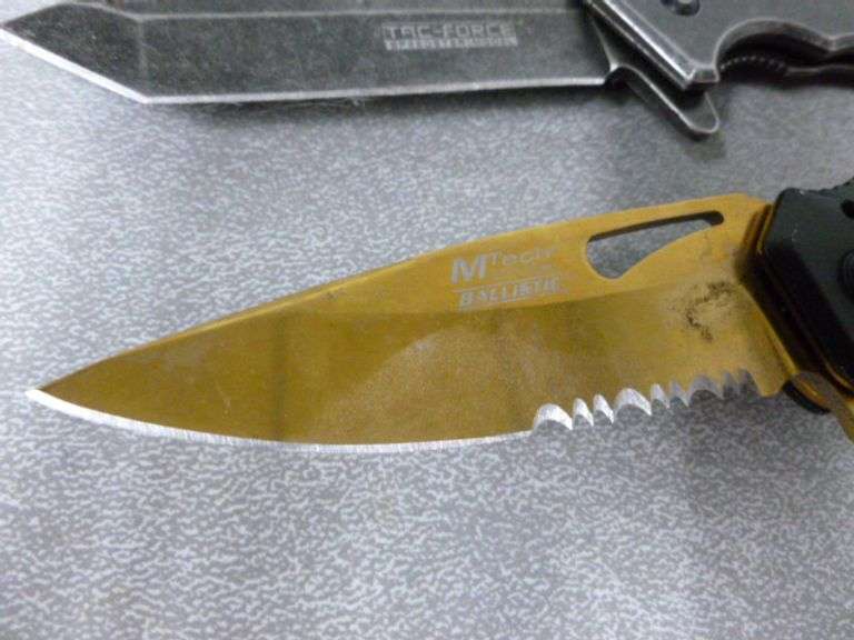 (2) Large Collector Pocket Knives - MTech USA Ballistic / Tac Force - 8" L