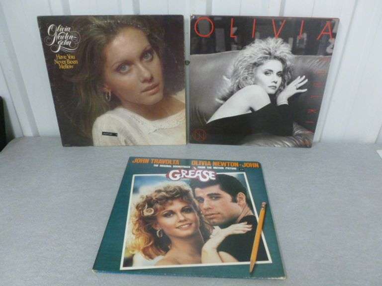 Group Of (3) Collectible Olivia Newton-John LP Record Albums / Includes Grease Double