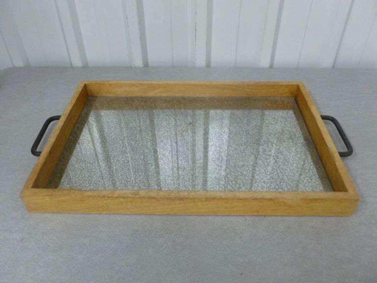 Double Handled Mirrored / Wooden Serving Tray