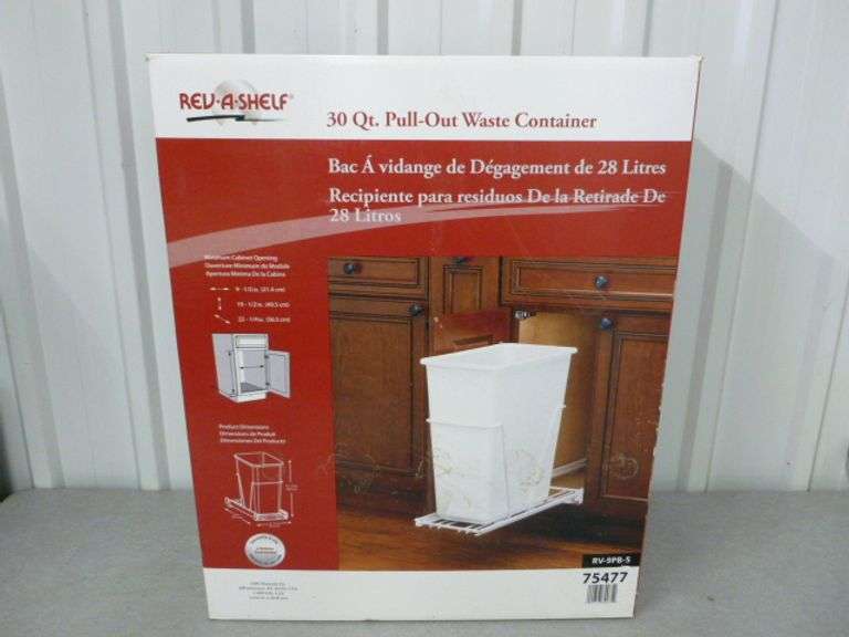 New - Rev A Shelf 30 Quart Pull Out Waster Container No. RV-9PB-5