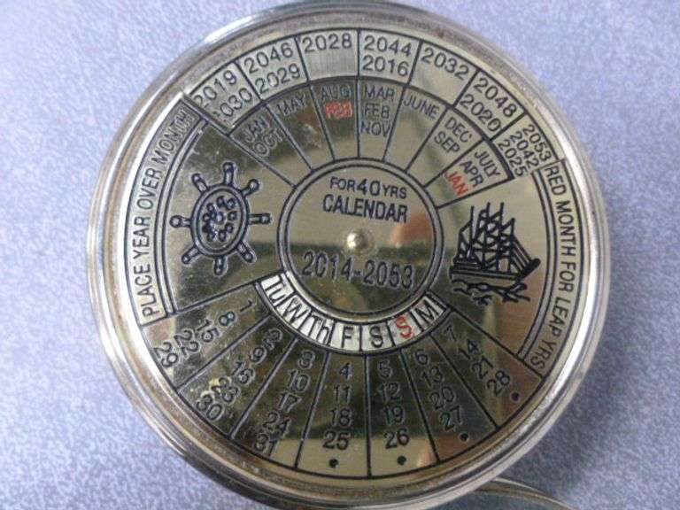 40 Year Brass Wheel Calendar 2014-2053