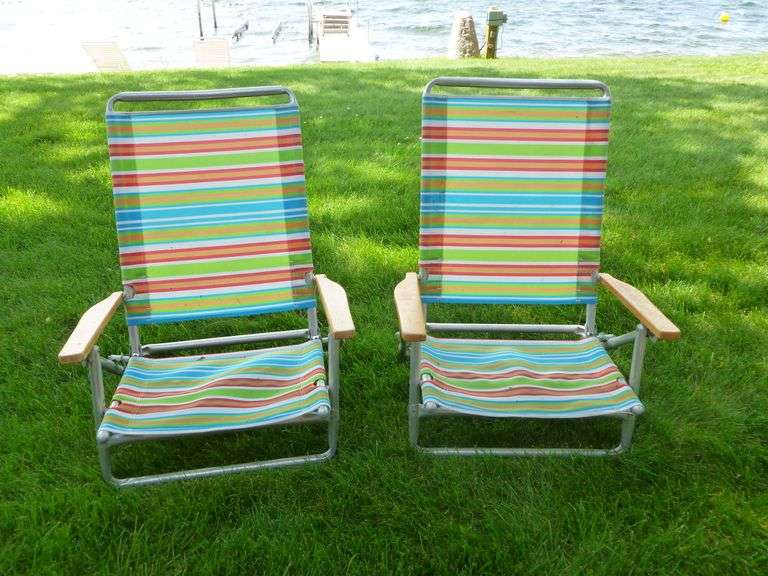 (2) Aluminum Framed Beach Chairs