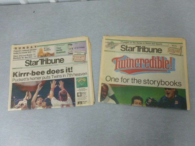 (2) Collectible 1991 Star Tribune - Minnesota Twins World Champion Newspapers - Oct. 27th & 28th