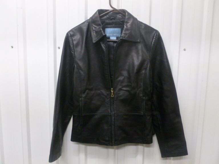 Nine West Women's Black Leather Jacket Size Medium
