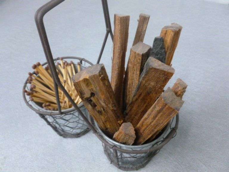 Double Wire Basket Display with Wooden Matches / Kindling Wood