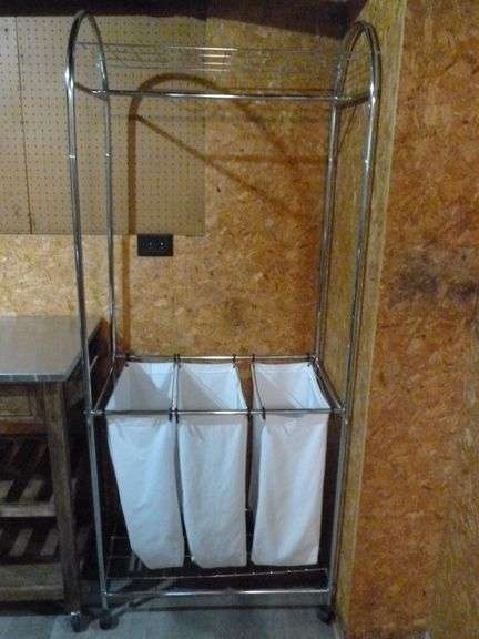Portable 3-Bin Laundry Room Rack