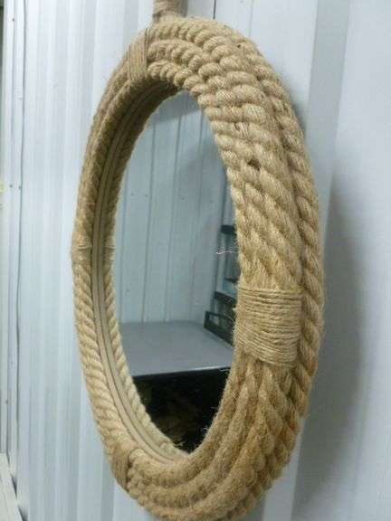 Nice Burlap Rope Wrapped Wall Mirror - 16.5" Diameter